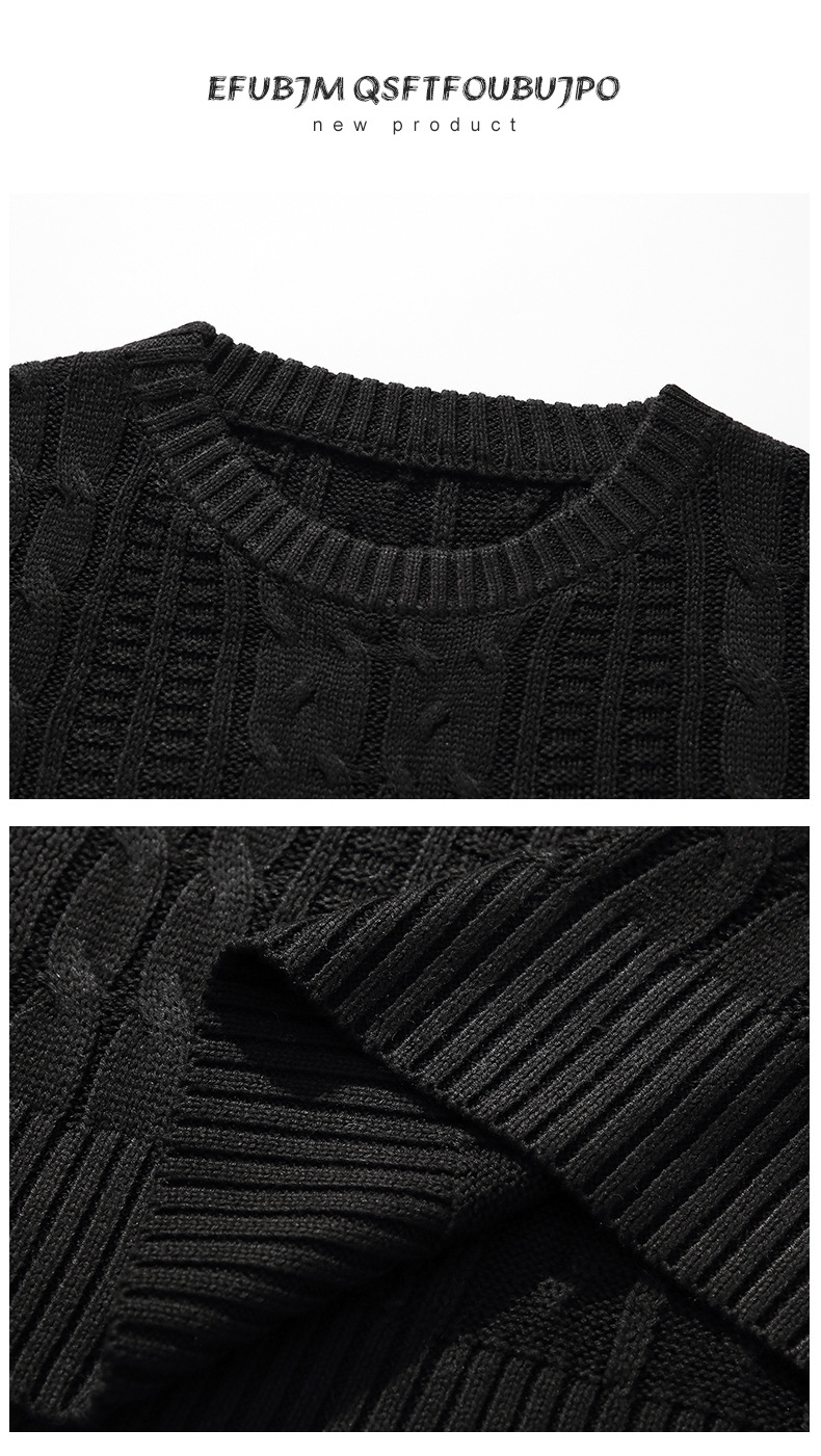 Trendy Men's Knitted Sweater Versatile Solid Colour Winter Style_voghion.com