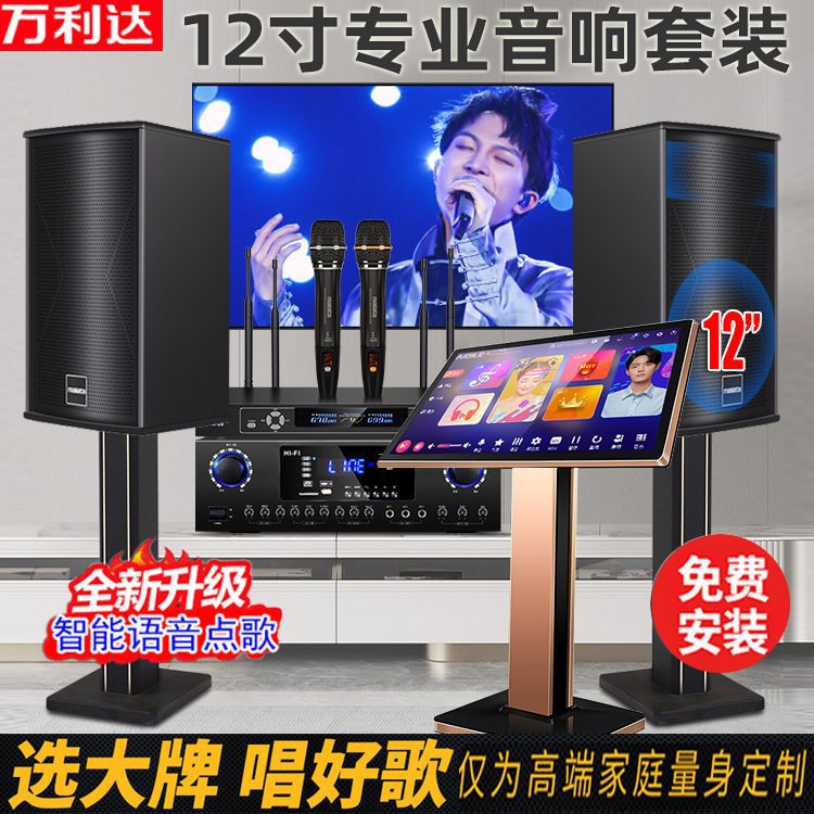 Wanlida 608 Home Ktv Amplifier Audio Set Karaoke 12inch Speakers Home Karaoke Machine Touch Screen Complete Set