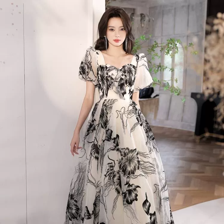 Вечернее платье, французский стиль, puff sleeves