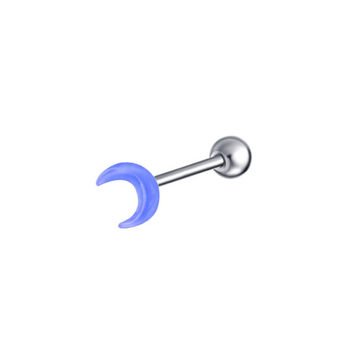 European and American hot-selling hot girl moon acrylic tongue nail stainless steel personalized tongue ring piercing jewelry factory foreign trade cross-border
