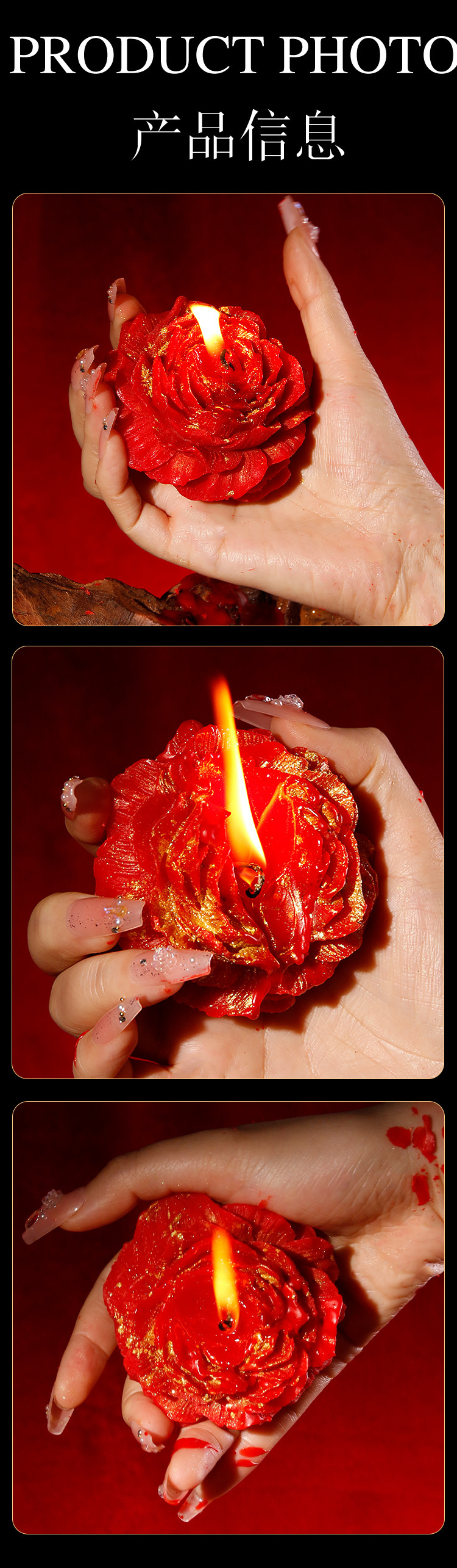 Low Temperature Aromatherapy Candle Red Soy Wax Peony Rose Scented — detail image 15