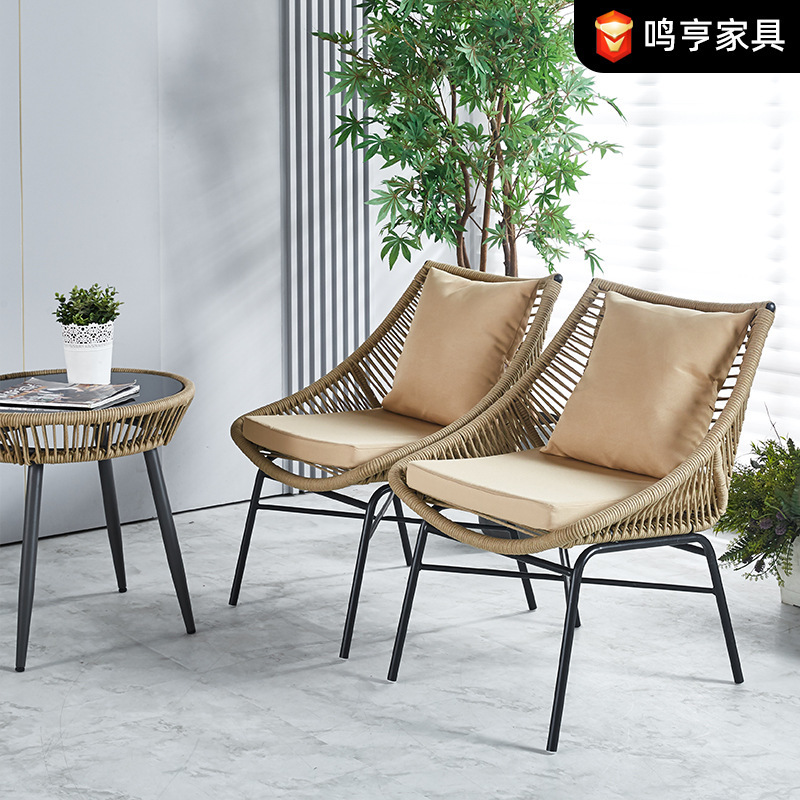 Waterproof Outdoor Table and Chairs, Trendy Balcony Rattan Chair and Coffee Table Three-Piece Set, Courtyard Garden Leisure Rattan Chair Three-Piece Set Waterproof Outdoor Table and Chairs, Trendy Balcony Rattan Chair and Coffee Table Three-Piece Set, Courtyard Garden Leisure Rattan Chair Three-Piece Set