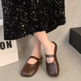 2025 New Style Heelless Lazy Toe Half Slippers for Women Summer Outer Wear French Pleated Mule Shoes Soft Sole Beanie Shoes