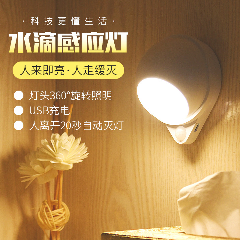 Water Drop Rotating Intelligent Human Sensing LED Night Lantern…