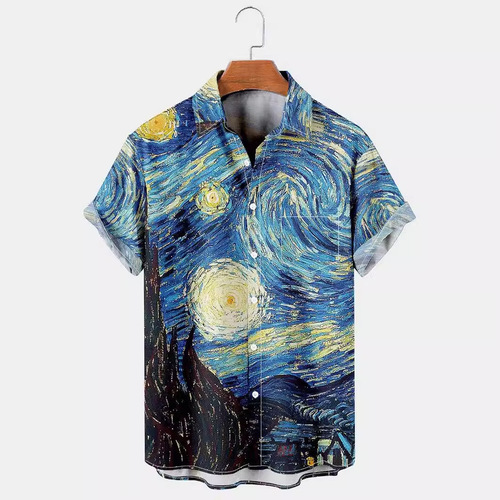 Amazon  New Hawaiian Shirt for Men 3D Personality Print Short Sleeve Loose Casual Fashion Beach Style