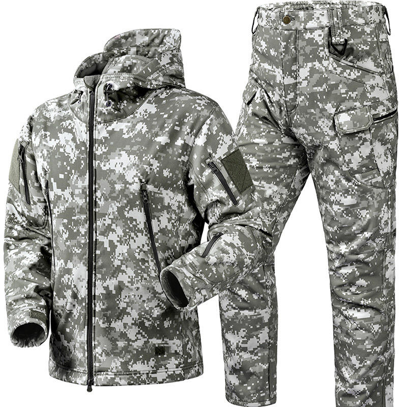 Tf Factory Wholesale Cross-Border Autumn and Winter Outdoor Sharkskin Jacket Fleece-Lined Warm Soft Shell Camouflage Windbreaker Hunting Clothing Tf Factory Wholesale Cross-Border Autumn and Winter Outdoor Sharkskin Jacket Fleece-Lined Warm Soft Shell Camouflage Windbreaker Hunting Clothing