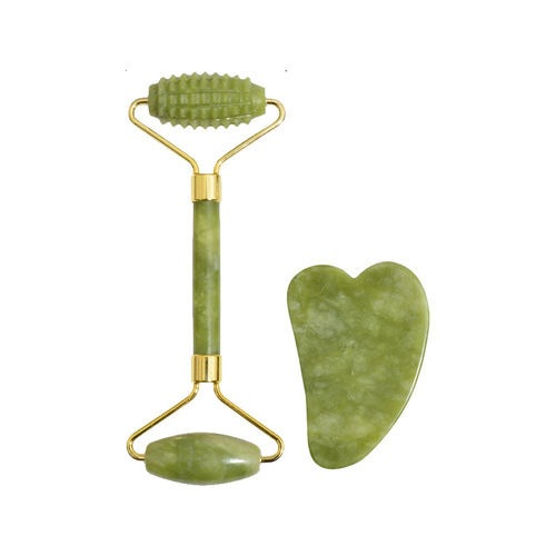 New Product - Green Phoenix Jade Facial Massager for Slimming Face with Dual-Head Jade Stones, Facial Care Meridian Gua Sha Board with Rollers