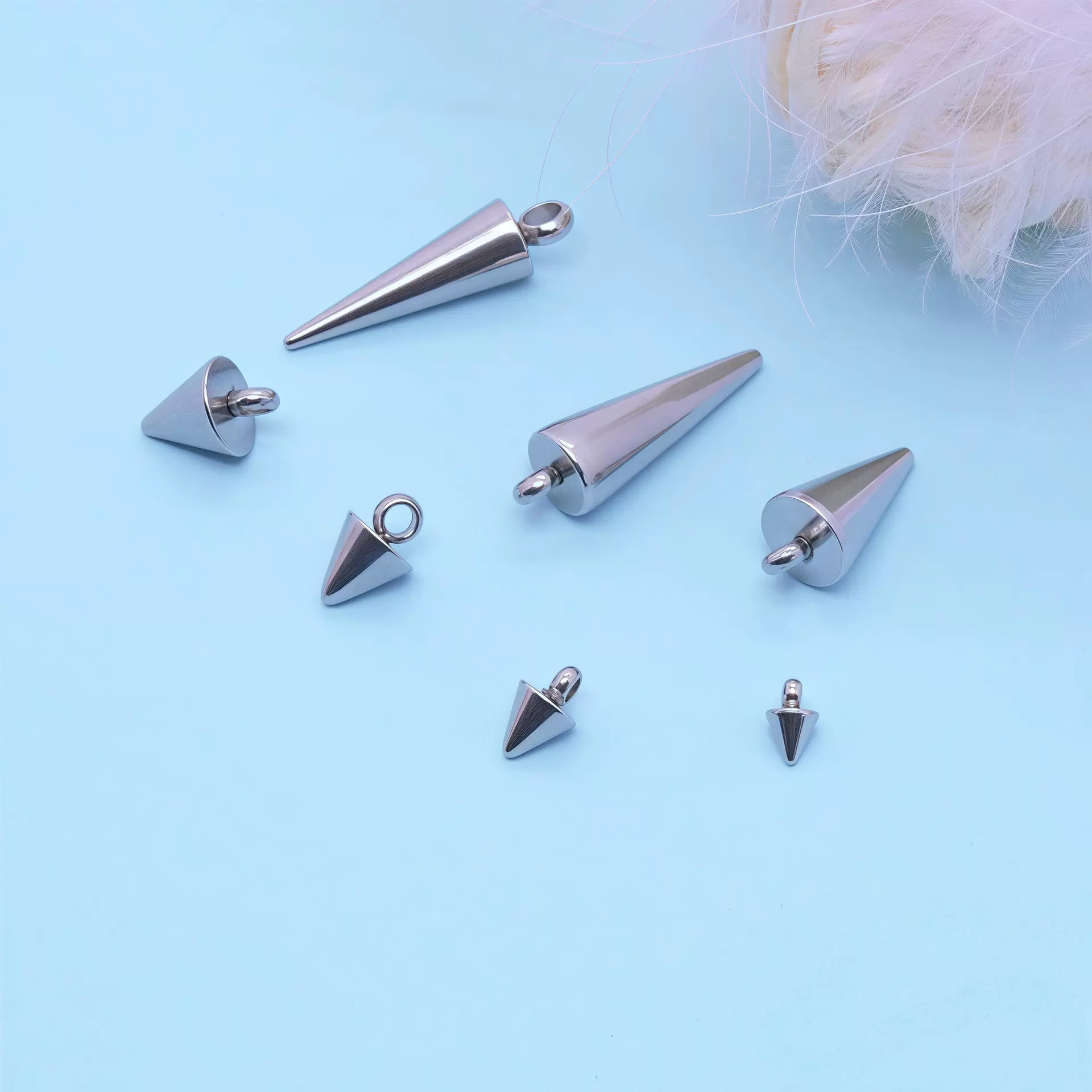 厂家直销 简约款不锈钢尖锥吊坠耳坠尾链DIY手链项链耳饰饰品配件
