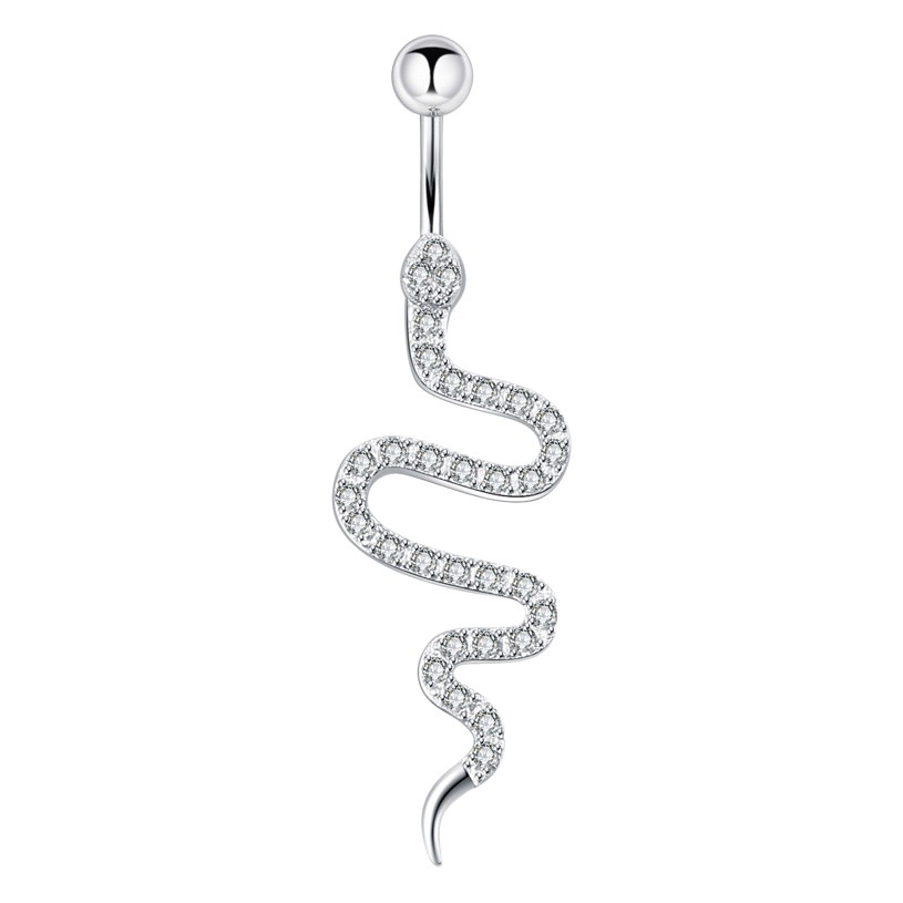 Venta directa de fábrica, productos de comercio electrónico transfronterizo, anillos para ombligo con forma de serpiente, lindos aretes para ombligo con forma de serpiente pequeña, venta al por mayor