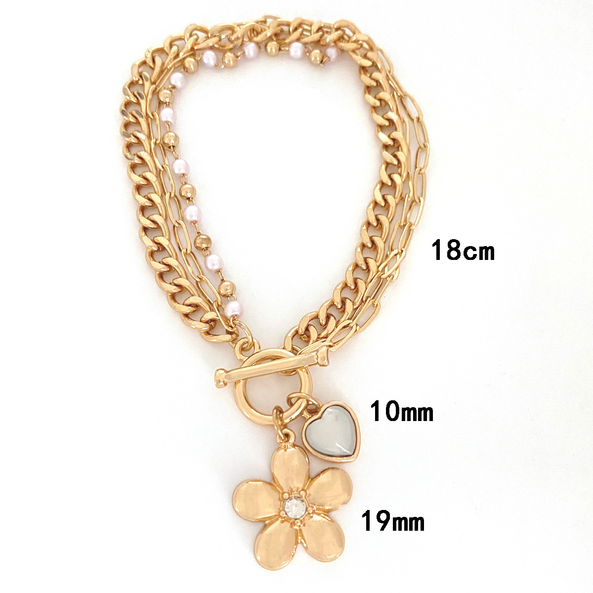 15g Weight Zinc Alloy Pendant Material Lady Heart Shape Flower Zinc Alloy Wholesale Bracelets