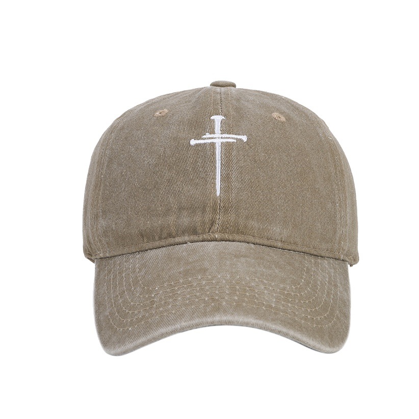 Cruz de uñas sombrero hombres y mujeres diversión ajustable suave superior lavado vintage algodón bordado Cruz gorra béisbol moda