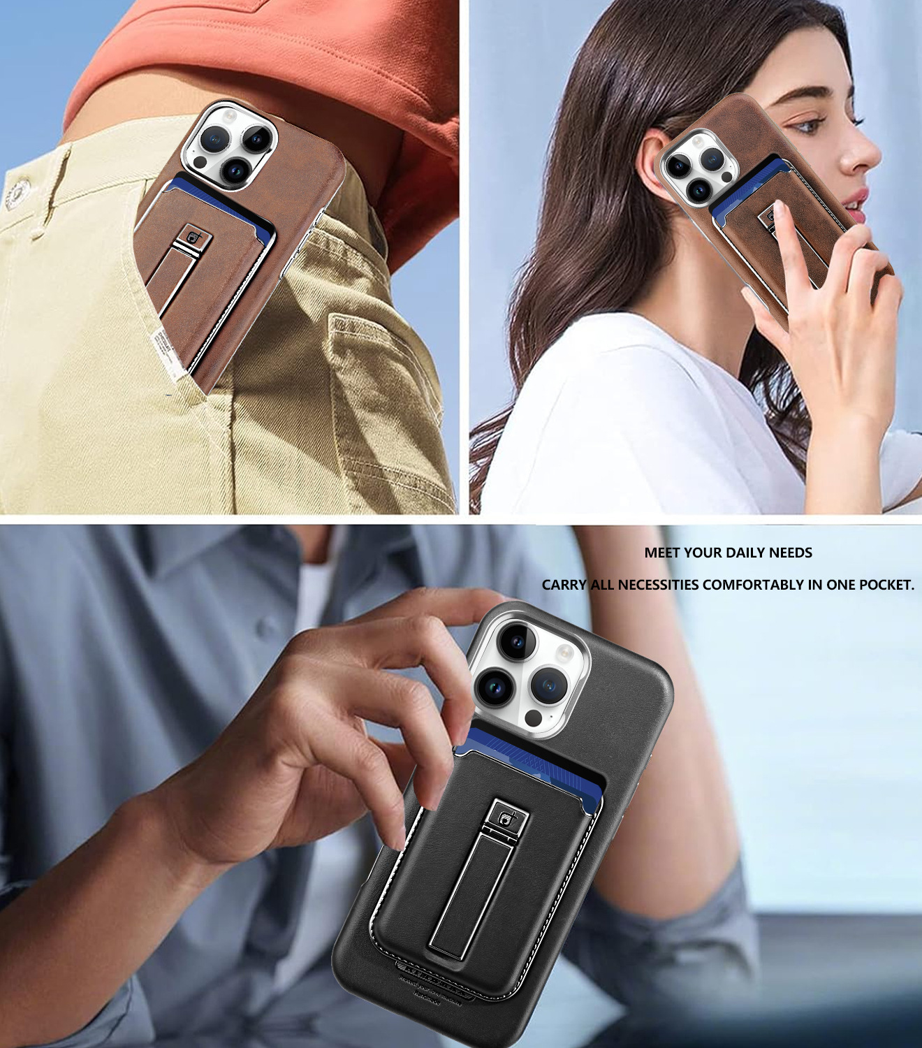 Ốp lưng da từ tính cao cấp có khe đựng thẻ cho iPhone 16/17 Pro Max — Mẫu thẻ hút từ tính [màu nâu thanh lịch], Mẫu thẻ hút từ tính [Moka nâu], Mẫu thẻ hút từ tính [đen quý phái], Mẫu thẻ hút từ tính [màu đỏ] chi tiết 2
