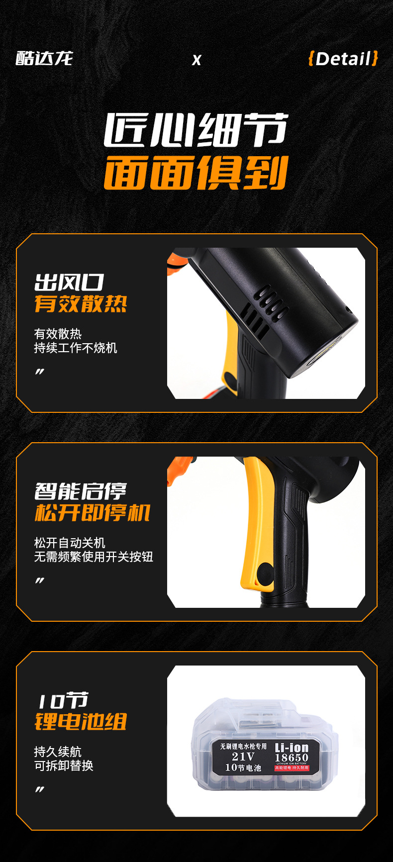 Wireless Car Washing Machine Portable Car High-Pressure Water Gun High-Power Car Lithium Battery Household Electric Car Washing Artifact