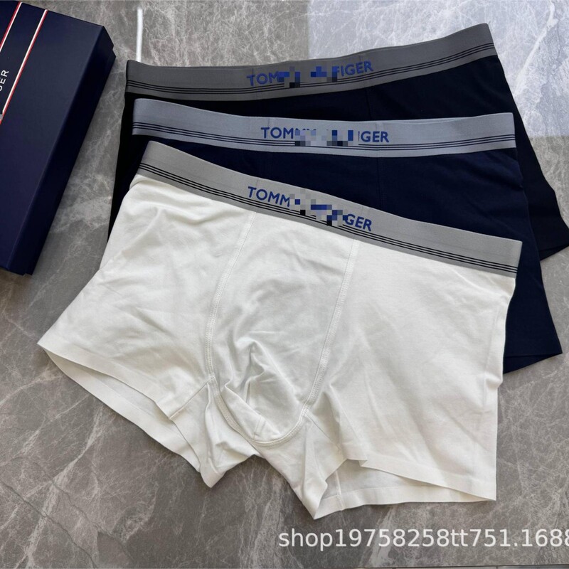 Tommy Letter Waistband Young Men's Pure Cotton High-Elastic Comfortable Skin-Friendly Color-Blocking Non-Tight Men's Boxer Briefs