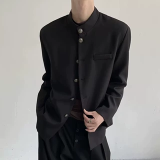 新中式中山装西服秋季高级感中国风立领垫肩西装唐装外套男生款