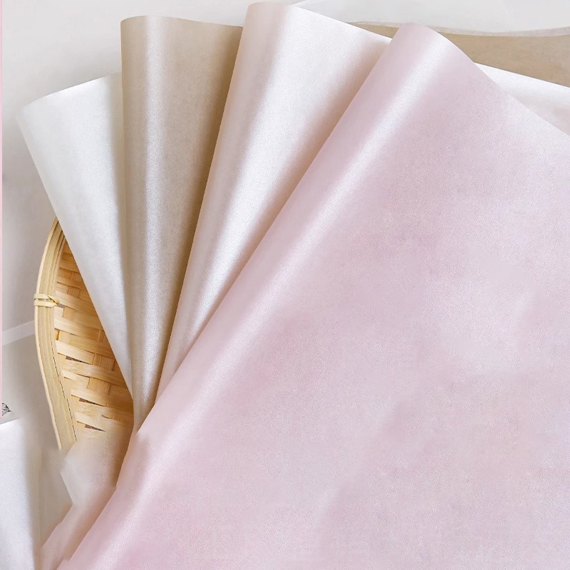 雪梨纸ins风包装纸批发鲜花花束内衬纸花店褶皱纸防水珠光雪梨纸