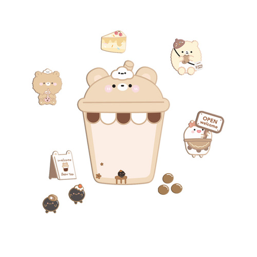 Cute Milk Tea Refrigerator Magnet, Personalized Memo Board, Cartoon Prompt Board, Erasable Message Board