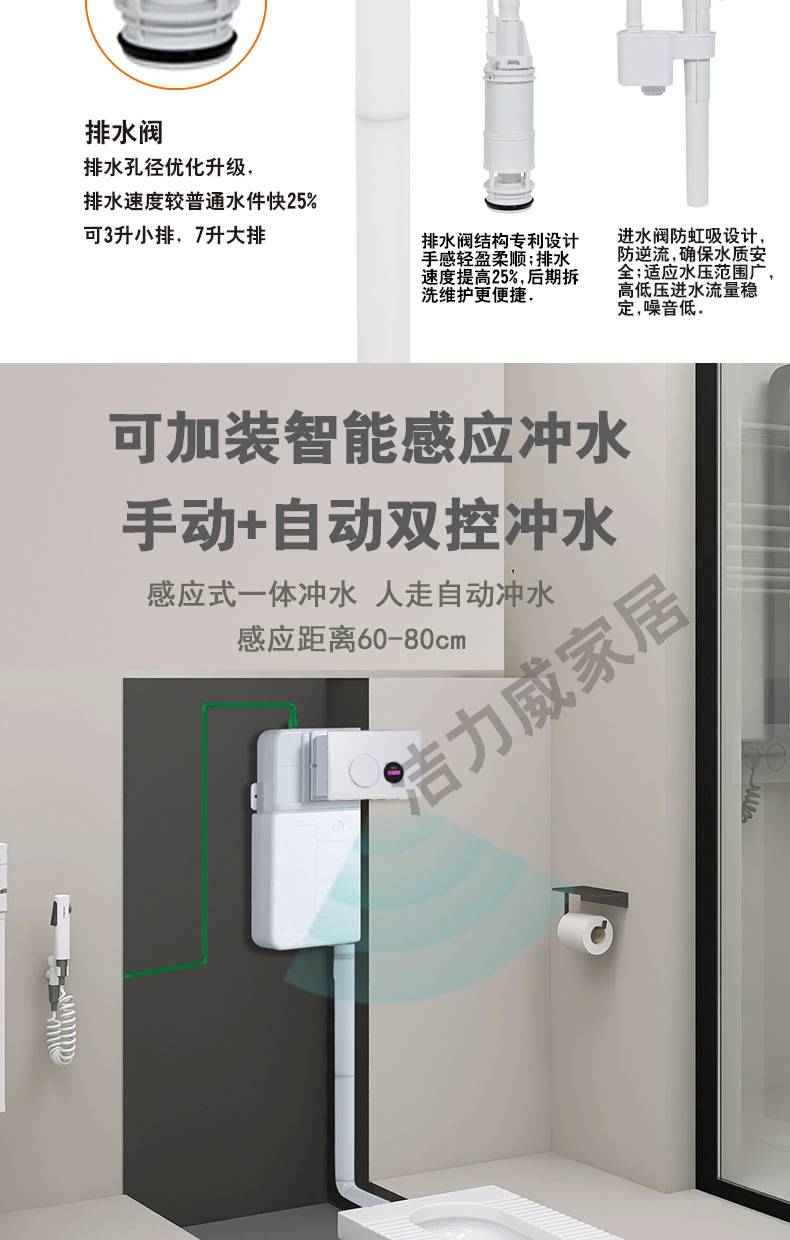 High-pressure injection molded water tank squat toilet, hidden and concealed water tank factory direct sales undefined