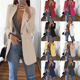 2025年亚马逊新款欧美时尚休闲翻领修身气质西装外套女