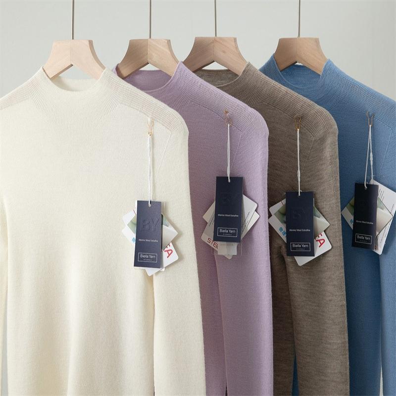 High-End Ready-To-Wear Yangzi Yarn Fine-Spun 100% Fine Wool Half-Turtleneck Knit Base Sweater for Women, Long-Sleeve Slim-Fit Thin Sweater High-End Ready-To-Wear Yangzi Yarn Fine-Spun 100% Fine Wool Half-Turtleneck Knit Base Sweater for Women, Long-Sleeve Slim-Fit Thin Sweater
