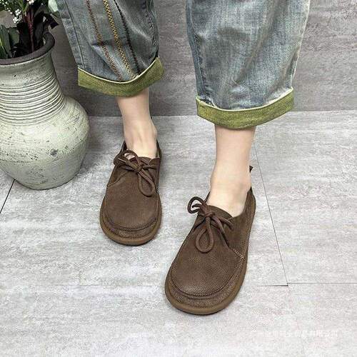 Spring and summer new new single-layer shoes for women, artistic casual, retro national style, low-heeled, flat round head new shoes