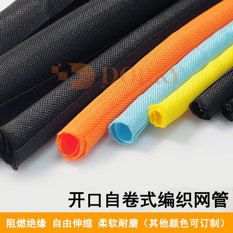 Фабрика оптовое открытие текстильной втулки самокатной плетеной сетчатой трубки огнестойкий нейлон автомобильный жгут проводов защитная втулка