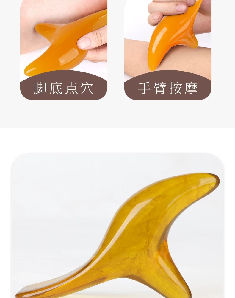 Sandalwood Triangle Bird Gua Sha Acupoint Massage Stick Full Body Facial Foot Tool Natural Resin in use