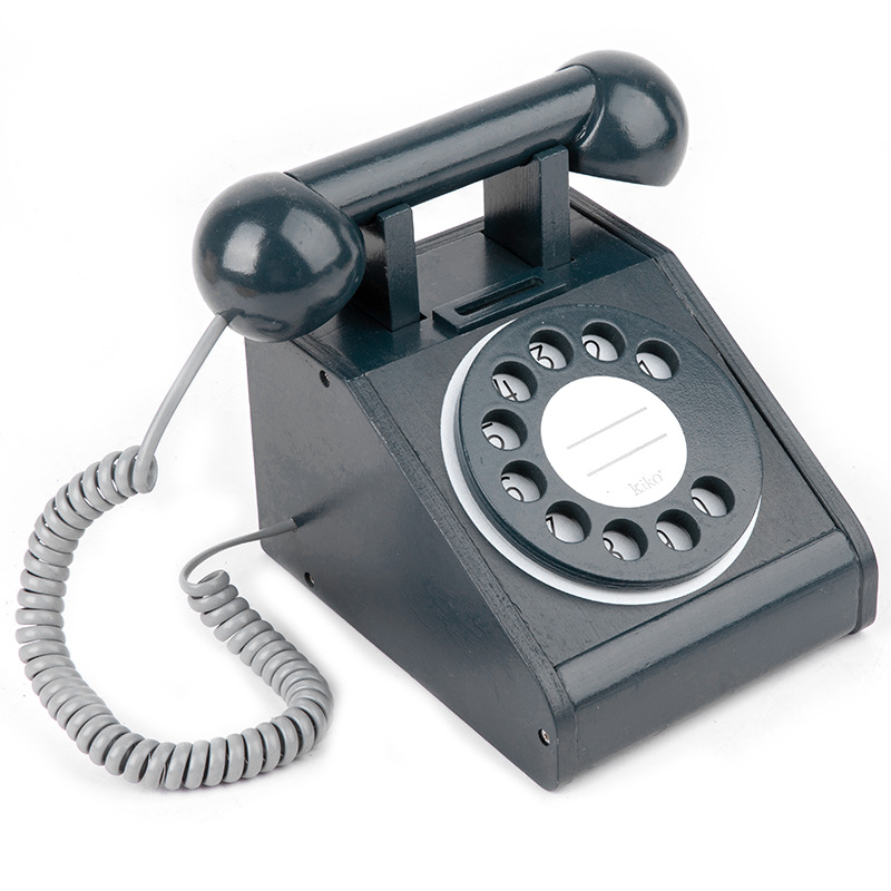 Realistic retro black telephone