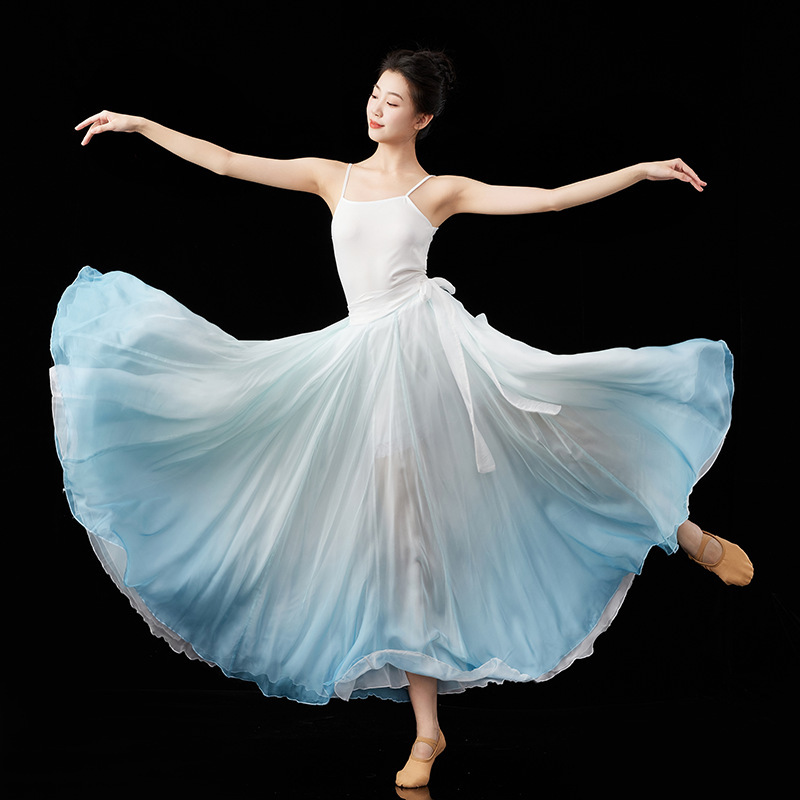 720 Degree Classical Dance Dress Gradient Elegant Large Dress Two-sided Chinese Dance Square Dance Performance Dress