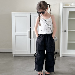 Ladies' 2024 Summer Butterfly Bow Tank Top + Quick-Dry Pants Set for Older Girls - Trendy and Fashionable Two-Piece Set