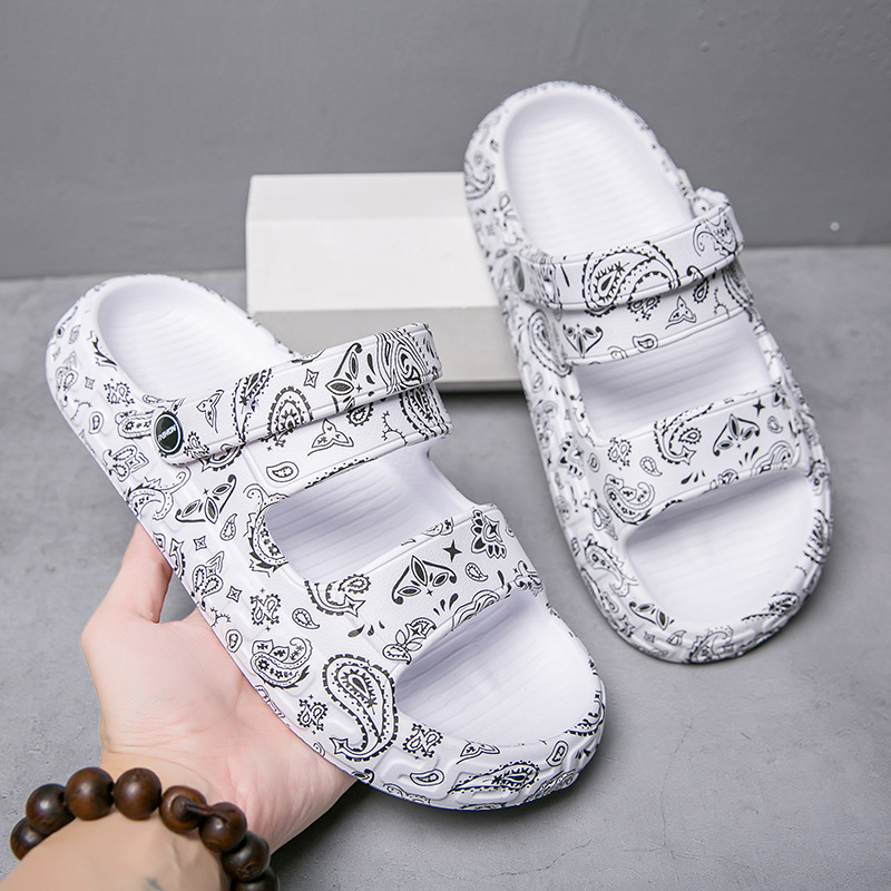 Par zapatillas verano nueva historieta cintura flor sandalias moda casual chanclas al aire libre antideslizante zapatos de playa ligeros