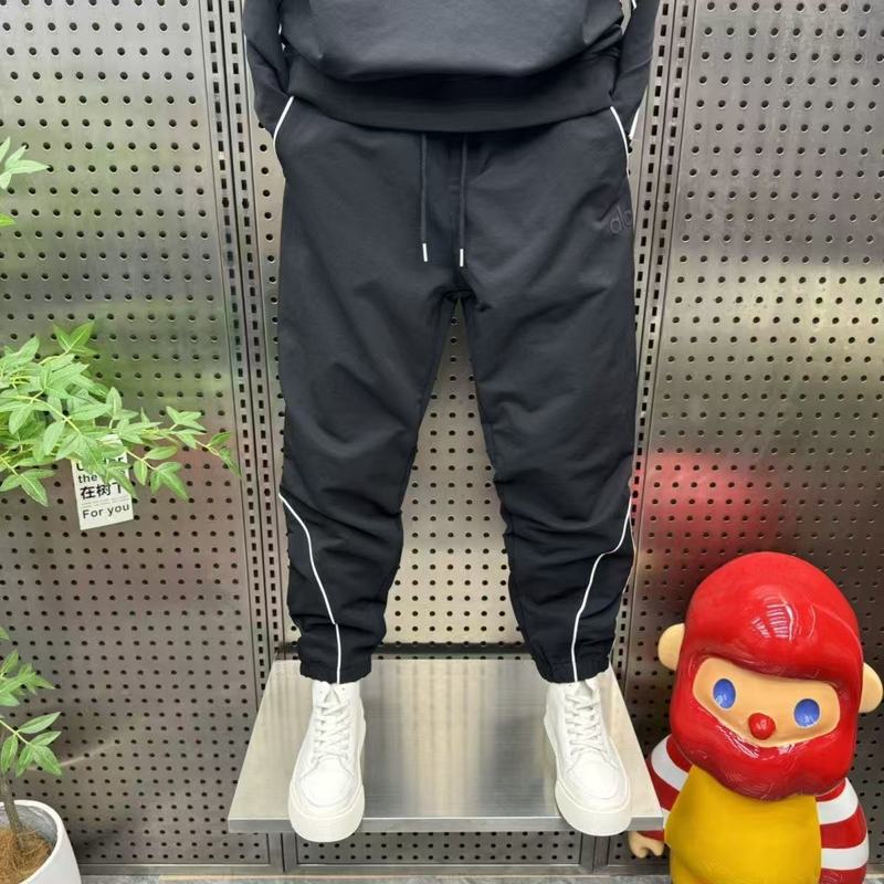 网红圆领宽松显瘦两件套秋季新款运动休闲一整套潮男条纹拼接套装|undefined