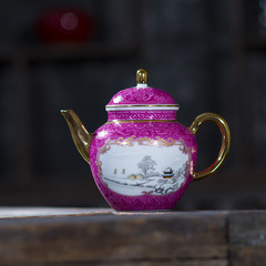 功夫茶壺小壺迷你琺瑯彩粉彩瓷球孔單壺扒花鎏金仿古景德鎮制高檔