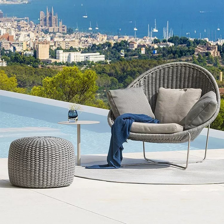 Outdoor sofa for hotels, designer outdoor courtyard creative light luxury mall lazy single-person rattan sofa leisure chair