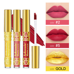 Lakerain Gold Lip Gloss Non-Stick Cup Gold Lipstick Lip Gloss Lip Gloss Three-Pack Matte Gold Lip Glaze