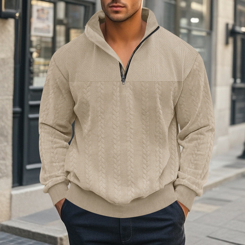 Men's Semi-Zip Hooded Sweatshirt - New Autumn Style, Loose Fit, Large Size, Stand-Up Collar, Long Sleeve - Best Selling on TEMU
