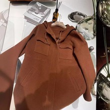 100%羊毛手工双面呢外套2025秋冬新款中长款休闲通勤宽松毛呢大衣