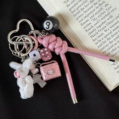 ins ニッチパーソナリティカーキーホルダーバッグペンダント miu シリーズかわいいキティウサギ織りストラップバッグペンダント