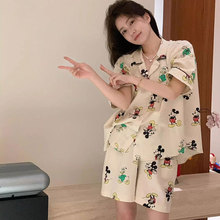 韩国东大门2026年夏季新款卡通米奇短袖家居服睡衣套装女士潮开衫