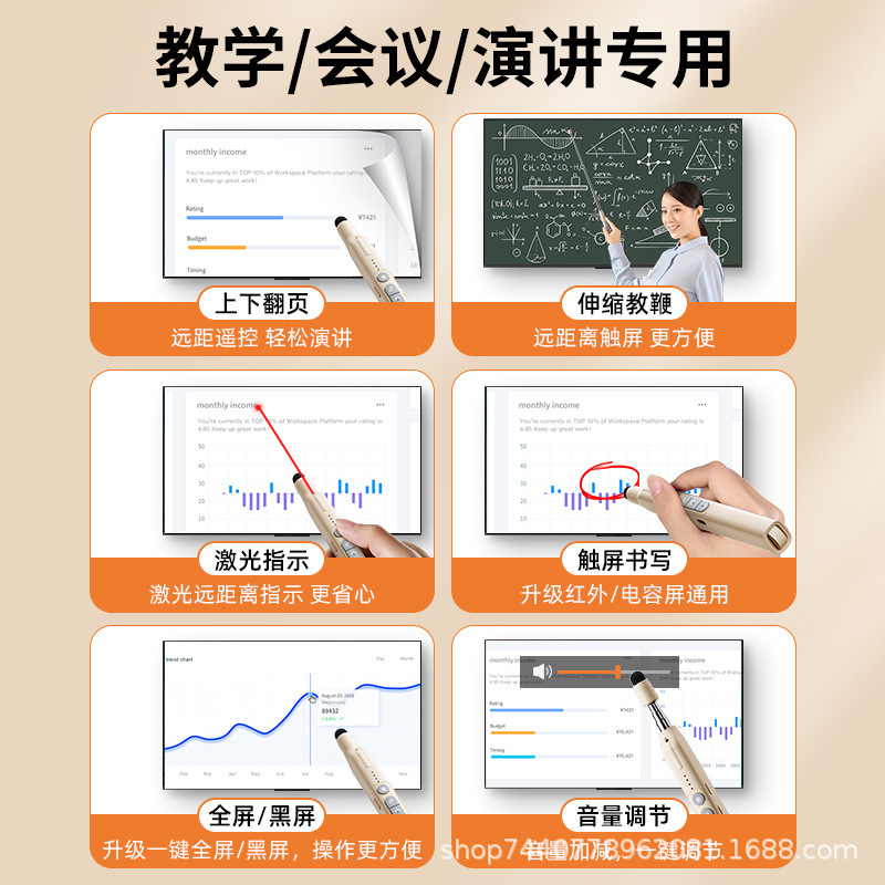 伸縮教鞭レーザーページめくりペン教師用多機能pptリモコンペン適用希沃電子ホワイトボード|undefined