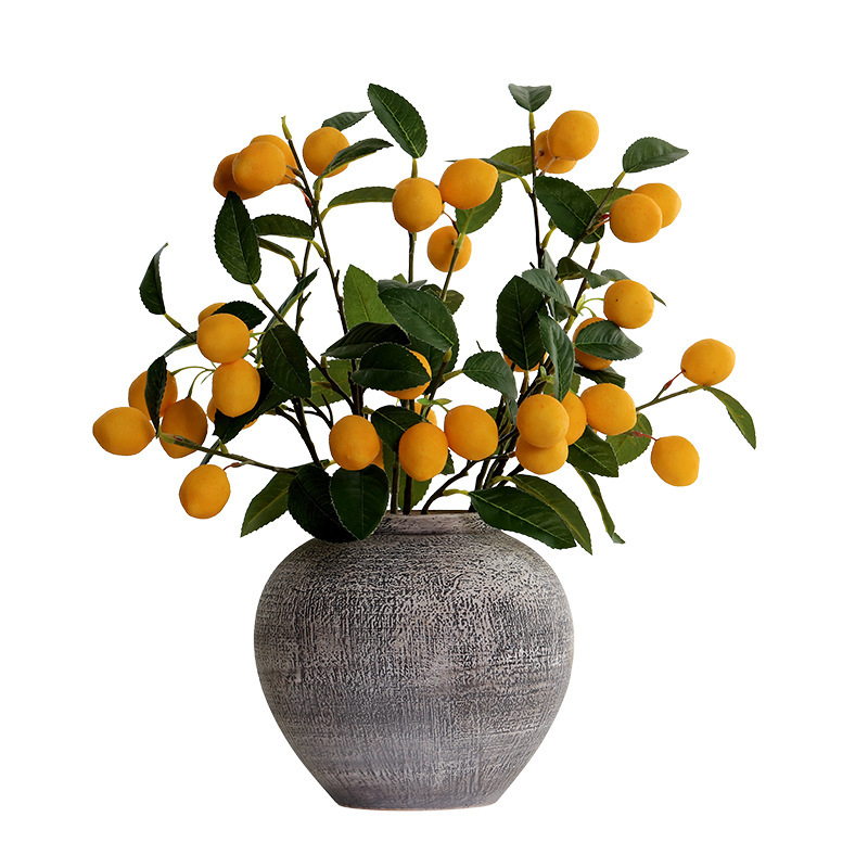 Simulación transfronteriza de 6 ramas de limón de frutas de limón embellecimiento bonsai decoración artificial de frutas falsas decoración de plantación verde