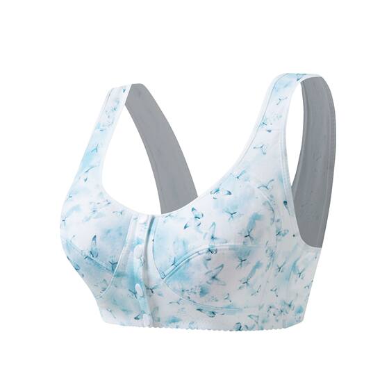 Middle-Aged and Elderly Mothers' Bra Pure Cotton Middle-Aged and Elderly Women's Underwear Without Rims Front Buckle Thin Vest Style Bra