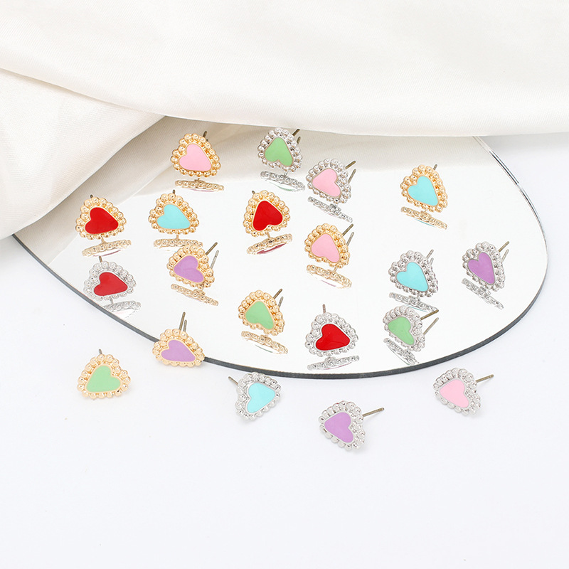 Wholesale Jewelry Color Heart Dripping Earrings Nihaojewelry display picture 2