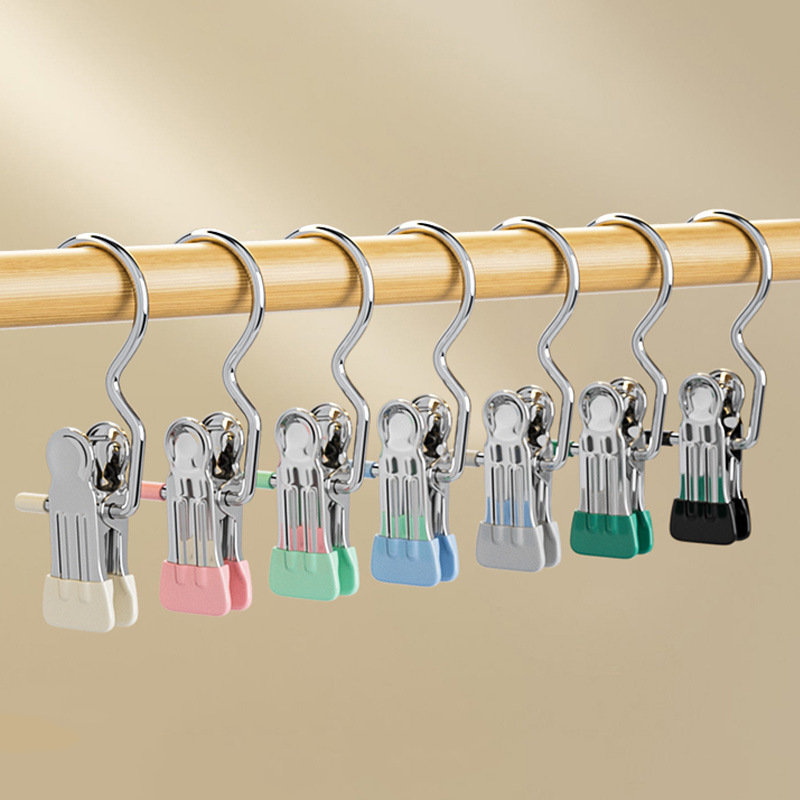 3-in-1 Multifunctional Hook Clip for Pants, Household Storage, Stainless Steel, Non-Marking, Strong Single Clothespin 3-in-1 Multifunctional Hook Clip for Pants, Household Storage, Stainless Steel, Non-Marking, Strong Single Clothespin