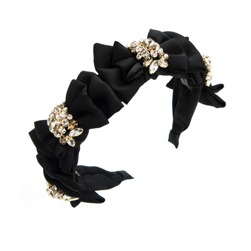 Harmony Hairband, European and American New Style, Multi-layer Butterfly Bow Embellished with Diamonds, Female Version, Korean Version, Elegant and Noble Style, Silk Fabric Headband