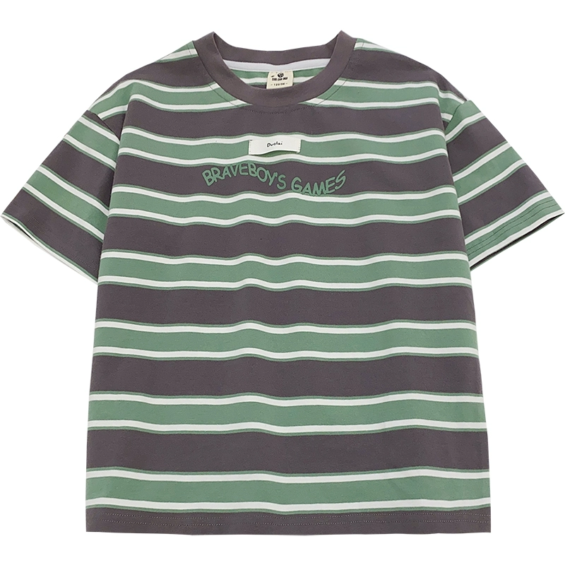 海妈家 Summer cotton short sleeve T-shirt for boys, summer clothing, Korean style, for teenagers, western style