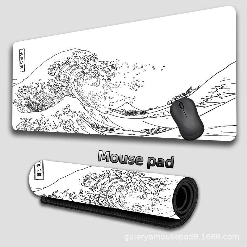 Kanagawa Waves Japanese Wind Alfombrilla de ratón súper grande transfronteriza Alfombrilla de escritorio de oficina personalizada Alfombrilla de ratón para teclado Mousepad