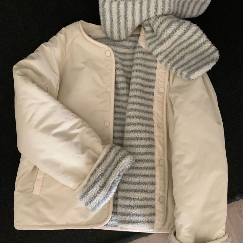 微胖大码女装两面穿棉服外套女2025冬季新款韩系保暖加厚宽松棉衣|undefined