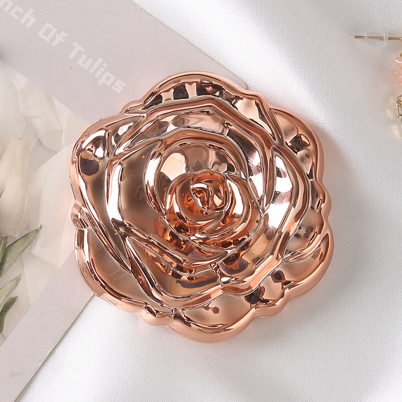 Nuevo modelo de galvanoplastia portátil rosa pequeño espejo de maquillaje espejo mini portátil de doble cara portátil espejo plegable de mano