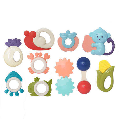 Baby Rattles 10-Piece Set Hand-Cranked Bell Gift Box Set Newborn Baby Toy Teether Rattle Gift Wholesale